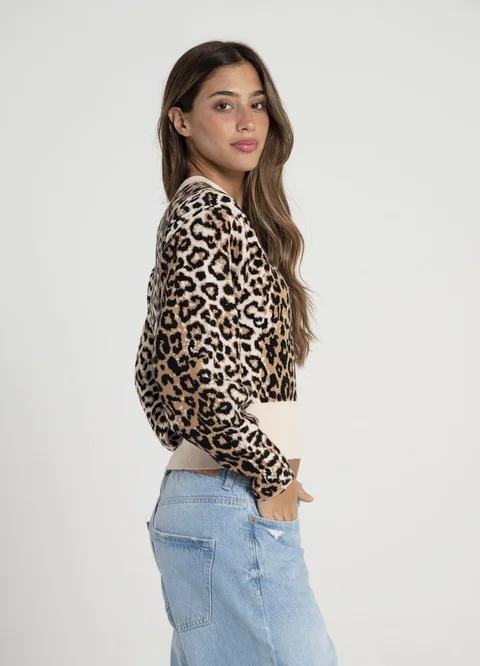 Sweater print combinado 