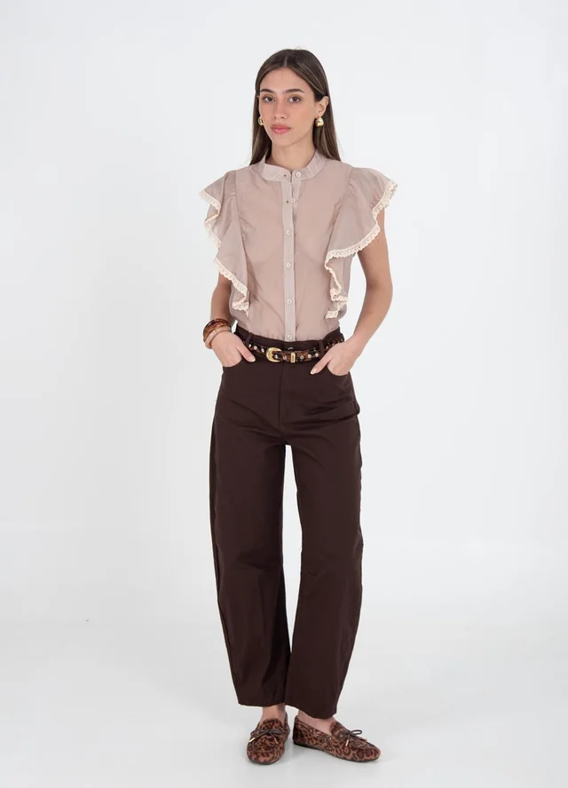 Blusa gasa con volado 