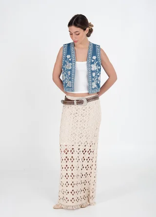 Falda tejida crochet con cierre - Vista 2