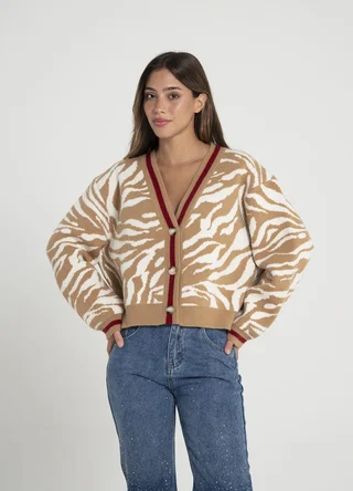 Cardigan cebra combinado  - Vista 3
