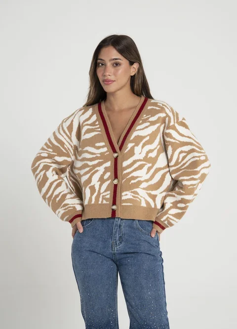 Cardigan cebra combinado 