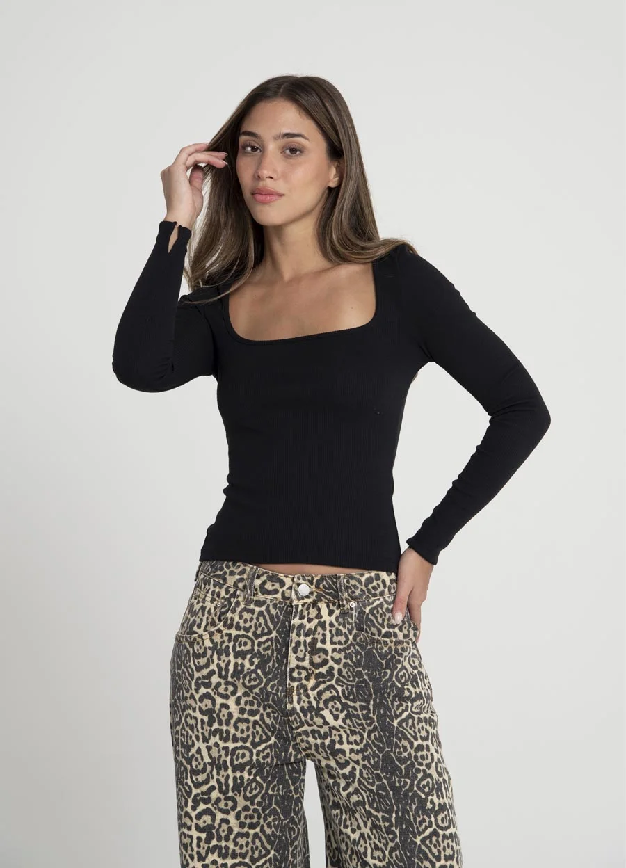 Remera m/l morley escote cuadrado