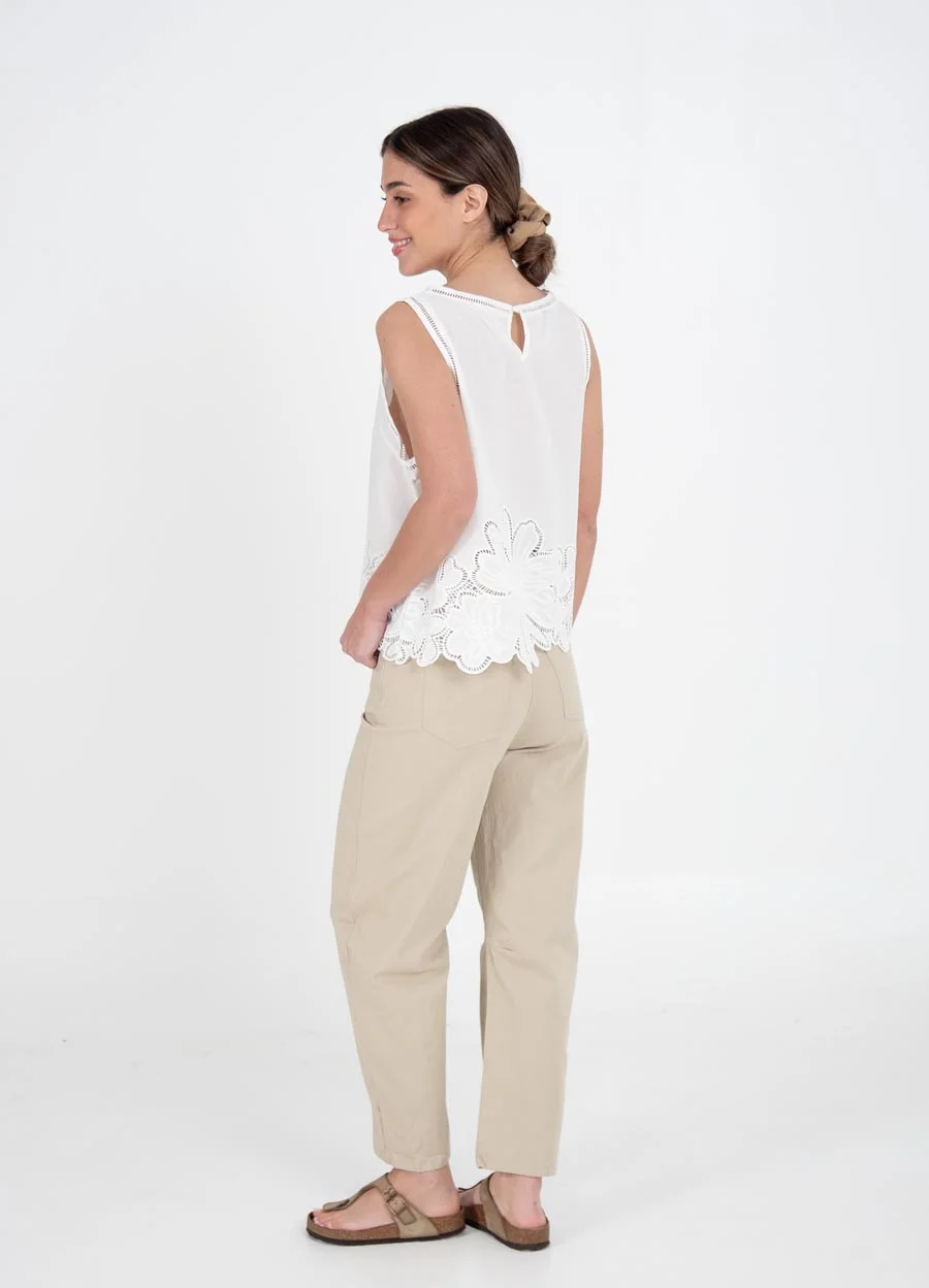 Pantalon barrel de gabardina 