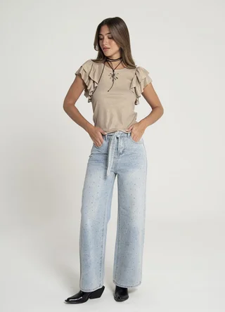 Remera morley lurex con volado en manga  - Vista 1