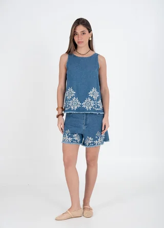 Musculosa denim calada  - Vista 5