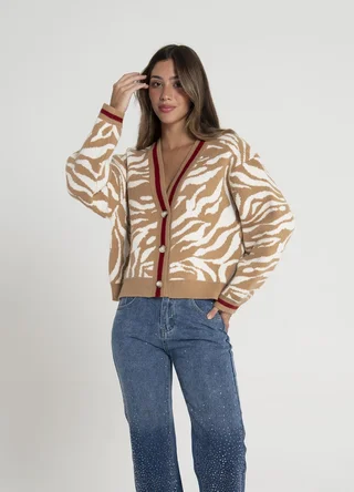 Cardigan cebra combinado  - Vista 1