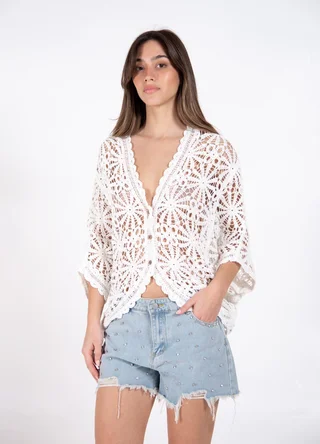 Short de jean con aplique piedras  - Vista 2