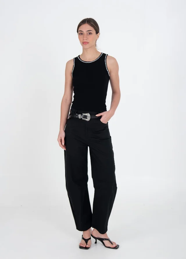 Musculosa algodon con piedras en sisa 