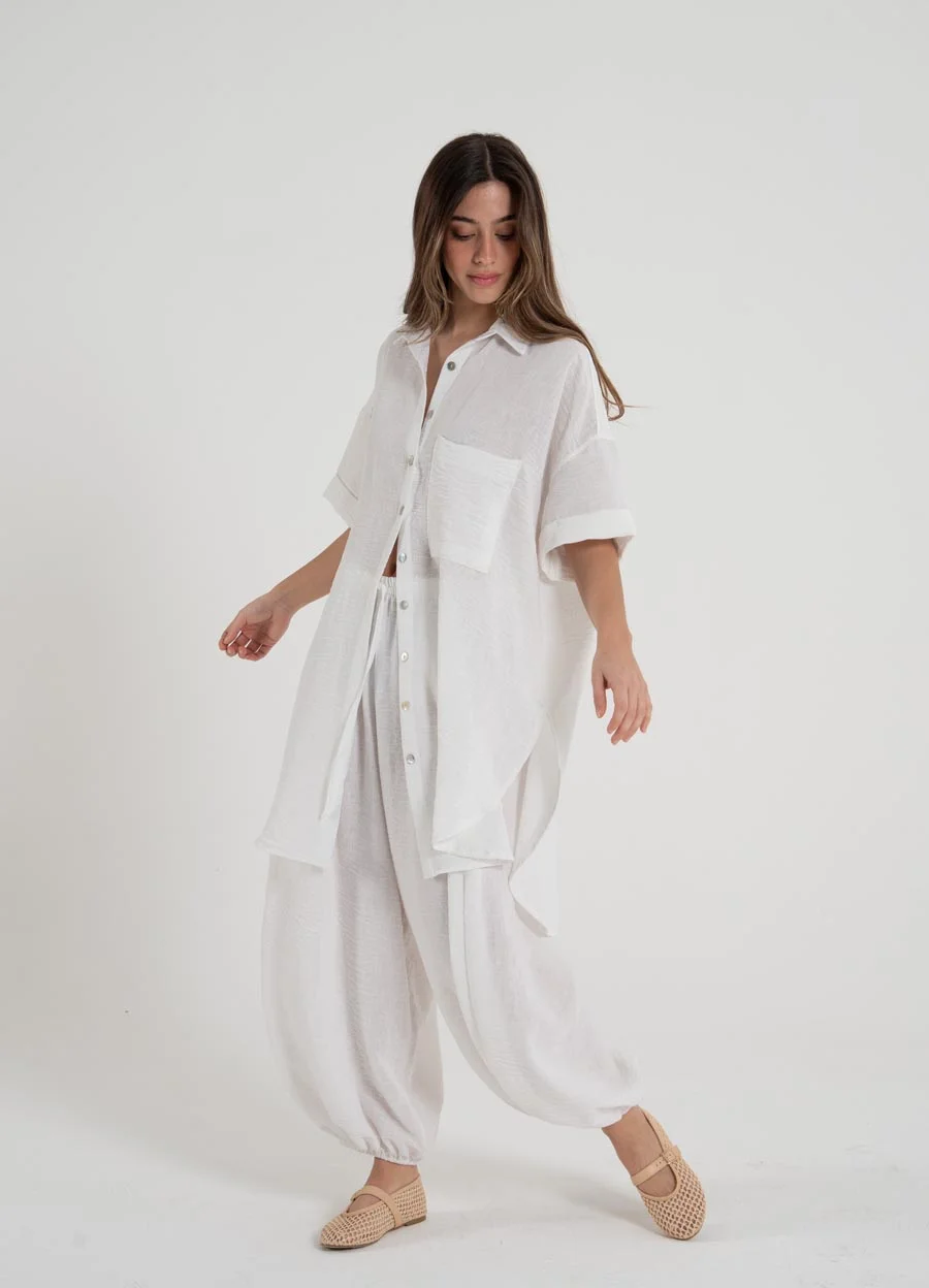 Pantalon balloon lino rustico 
