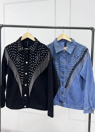 Chaqueta denim con tachas y cadenas  - Vista 6