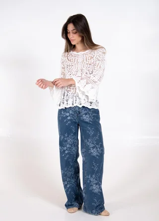 Blusa crochet manga campana 3/4 - Vista 4