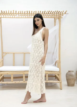 Vestido musculosa crochet con recortes  - Vista 3