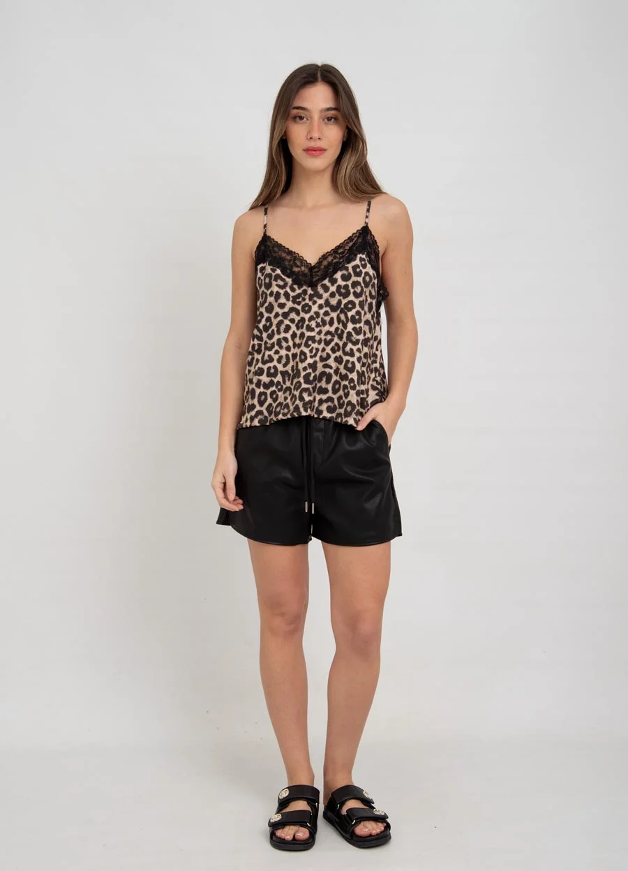 Musculosa sedita print con puntilla 