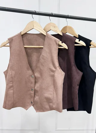 Chaleco gamuza al corte con broches  - Vista 6