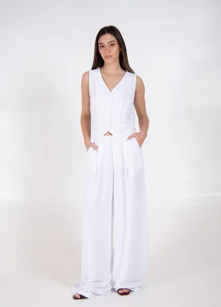 Pantalon palazzo de lino  - Vista 1