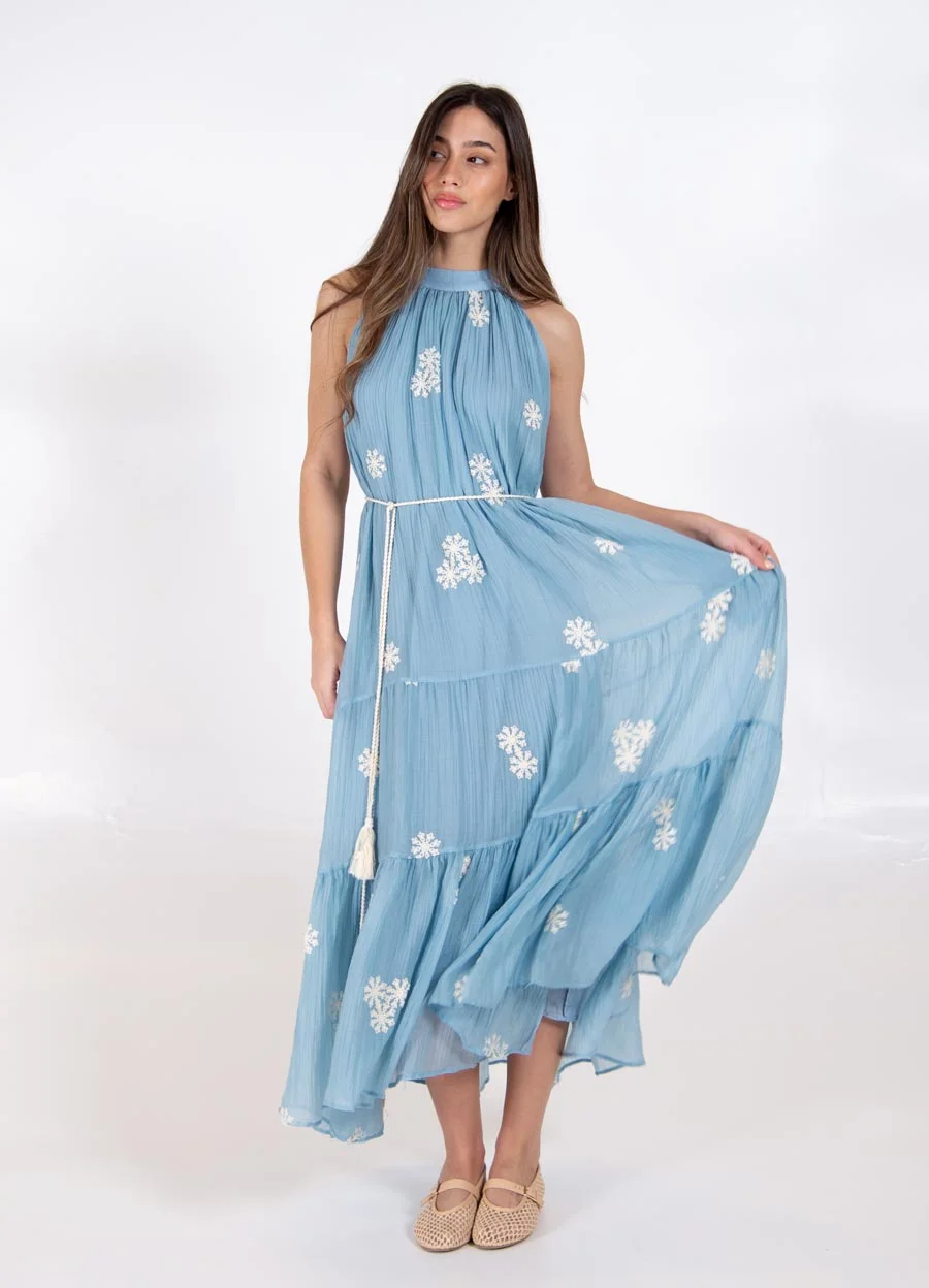 Maxi vestido sedita bordado con cordon 