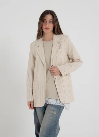 Blazer de lino rayado - Vista 1