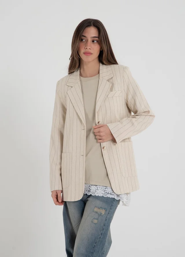 Blazer de lino rayado