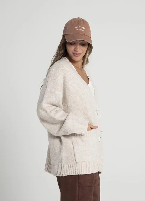 Cardigan lisco con bolsillos 