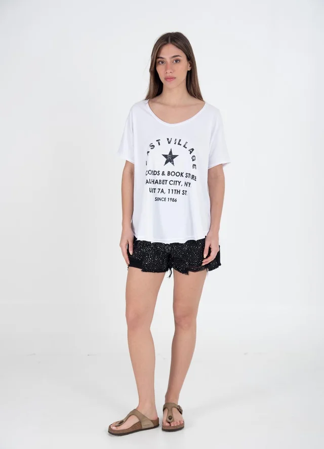 Short denim B&W strass