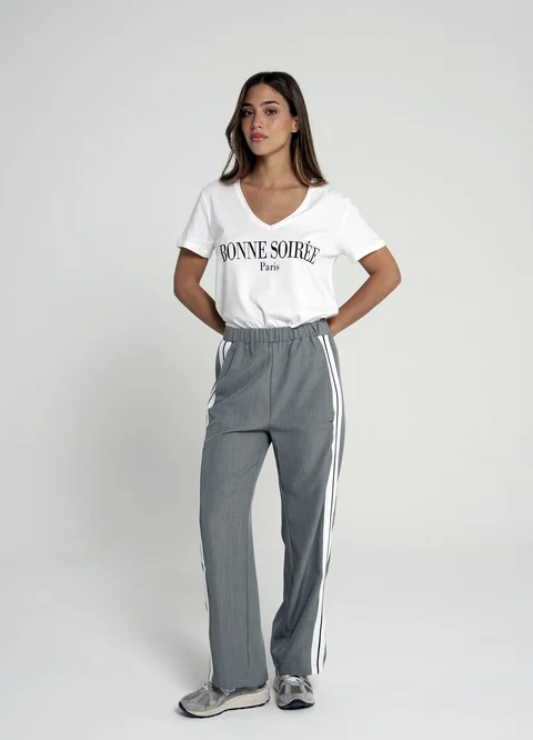 Pantalon sastrero con tira lateral y elastico