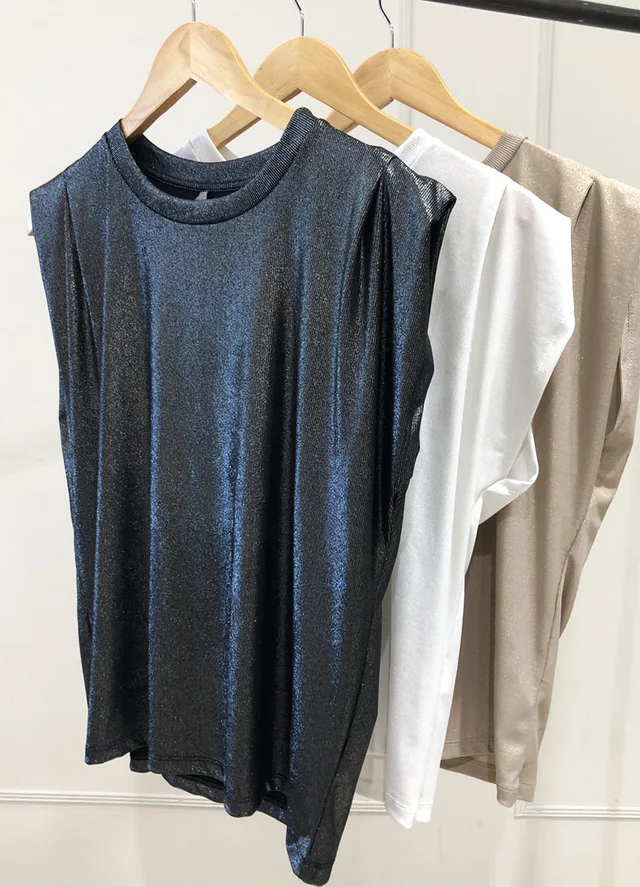 Musculosa morley lurex con pinza en hombro 