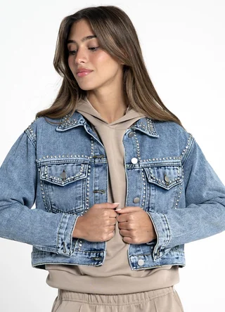 Campera denim con piedras strass - Vista 3