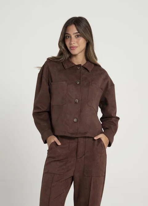 Camisaco gamuza con boton 