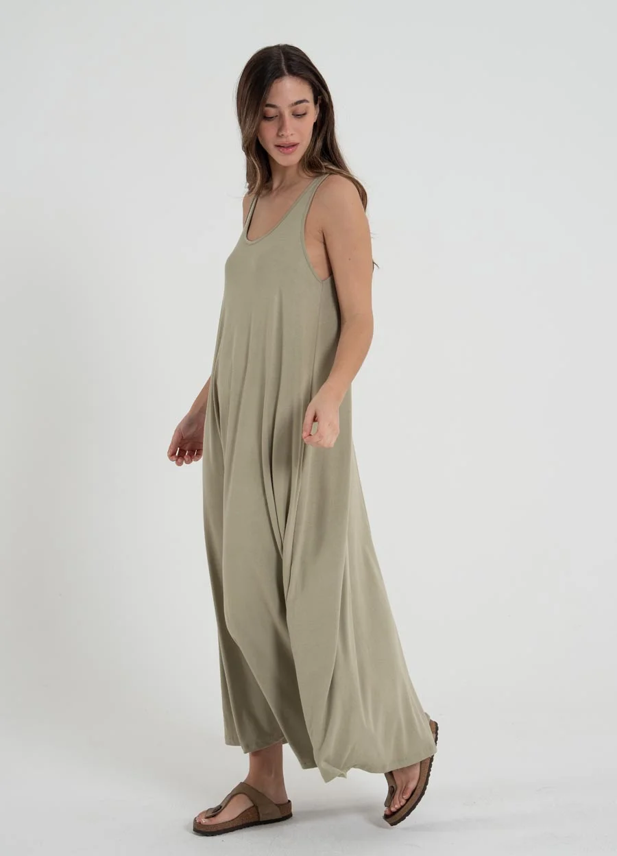 Maxi vestido musculosa viscosa 