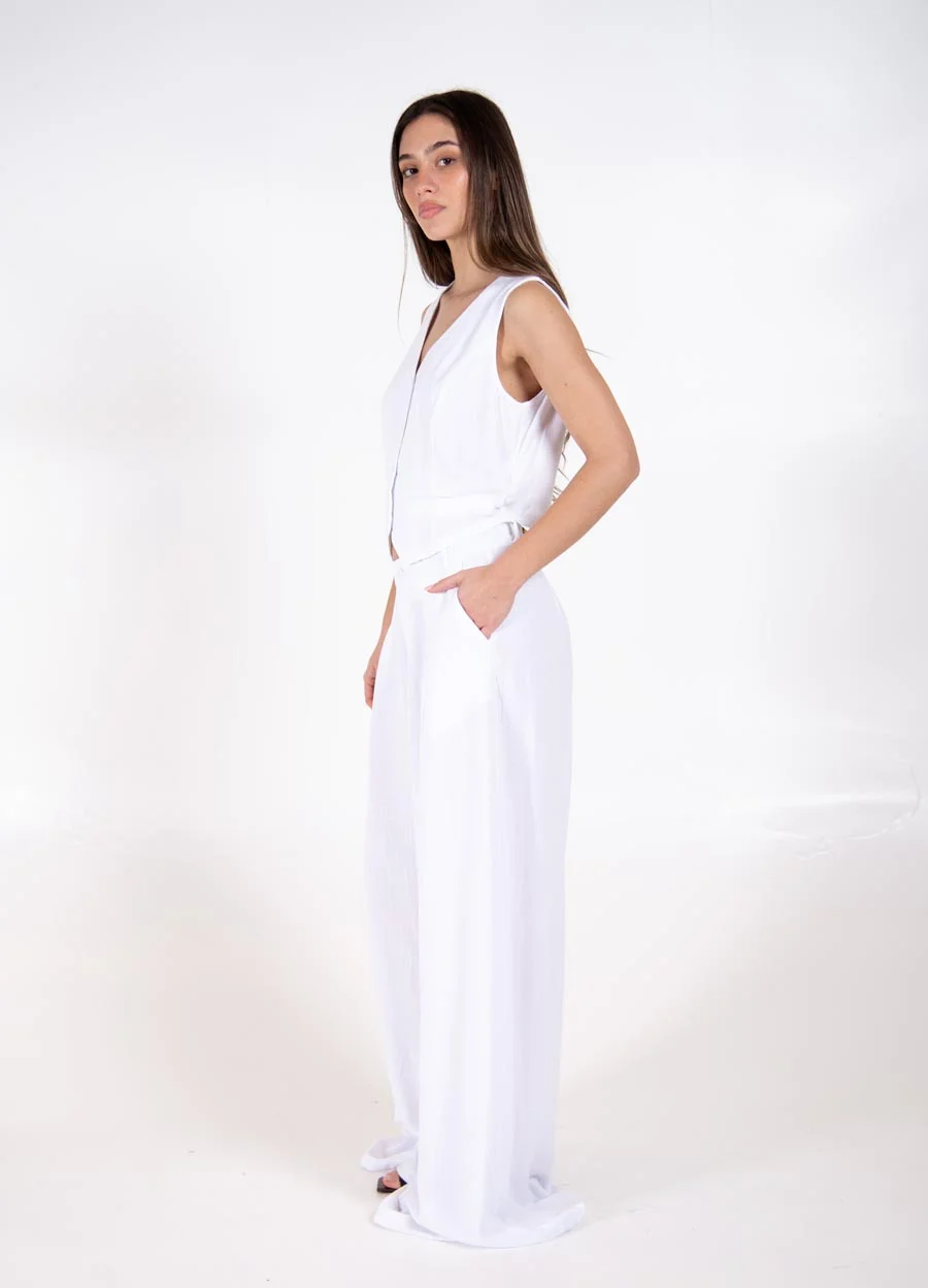Pantalon palazzo de lino 