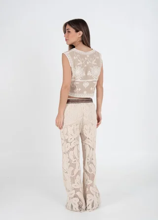Chaleco beige bordado  - Vista 2