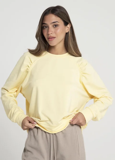 Buzo rustico con spandex y frunce en hombro