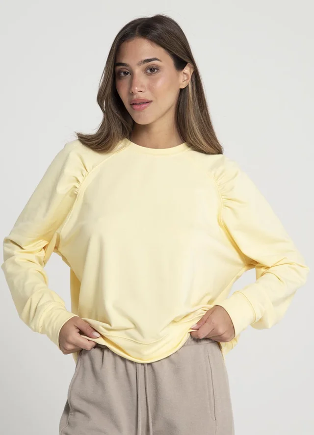 Buzo rustico con spandex y frunce en hombro