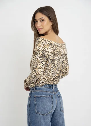 Sweater cuello bote print  - Vista 5