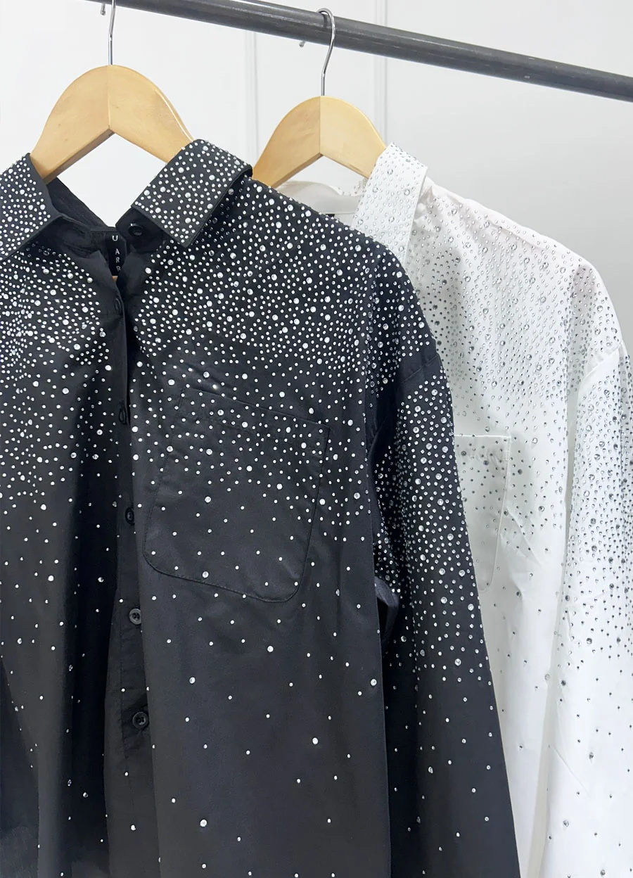 Camisa full strass 3/4