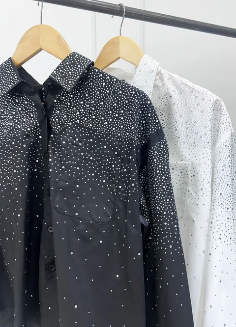 Camisa full strass 3/4