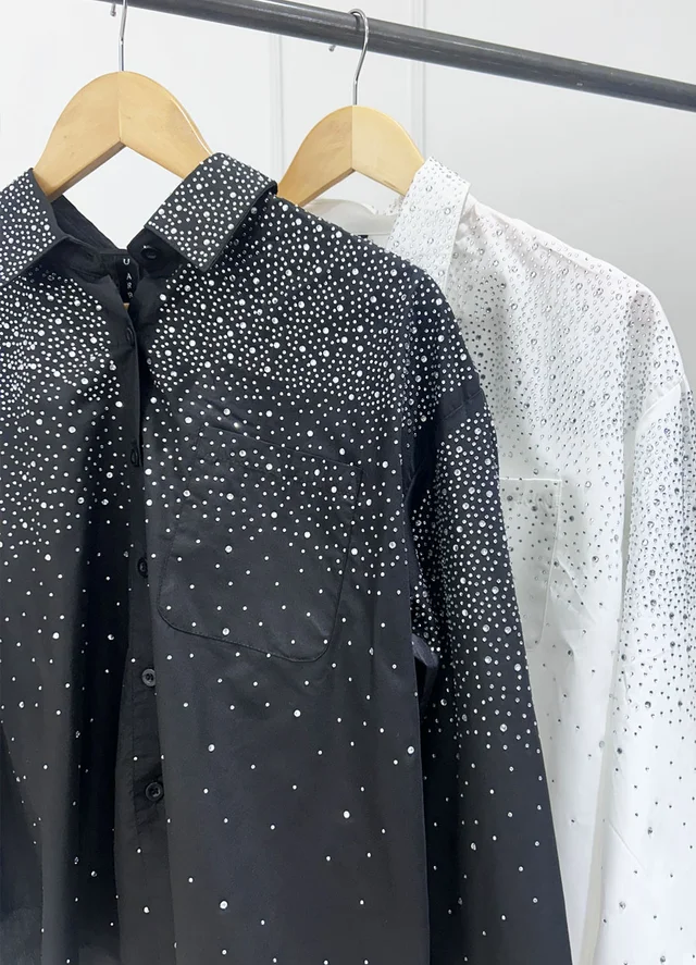 Camisa full strass 3/4