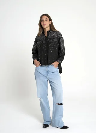 Camisa full strass 3/4 - Vista 1