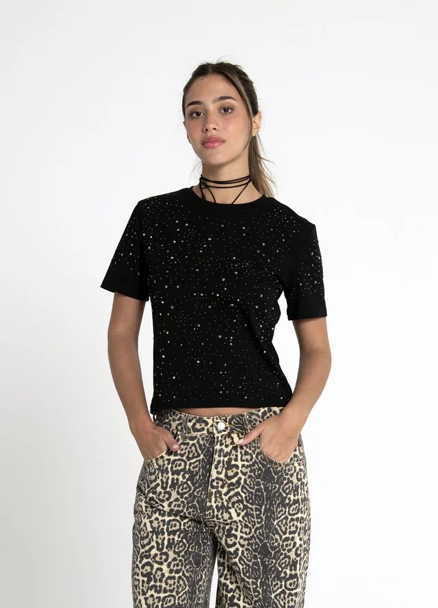 Remera Jersey spandex con strass 