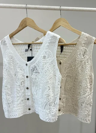 Musculosa cartera bordada con perlas y canutillos - Vista 6