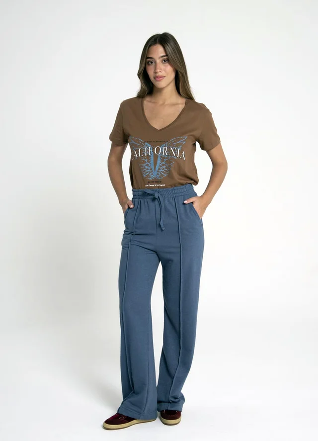 Pantalon tejido rustico con alforza