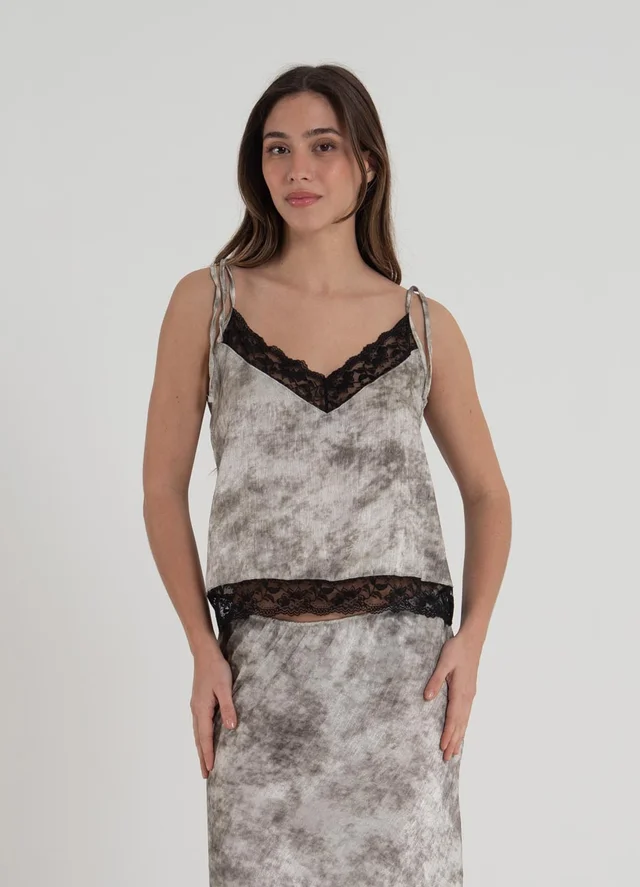 Musculosa saten para atar lencera