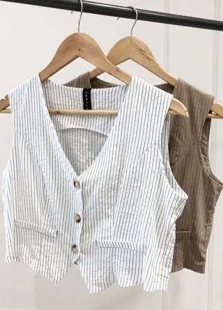 Chaleco rayado 3 botones  - Vista 5