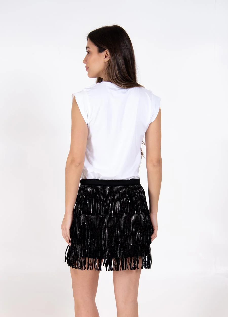 Remera full strass media manga 