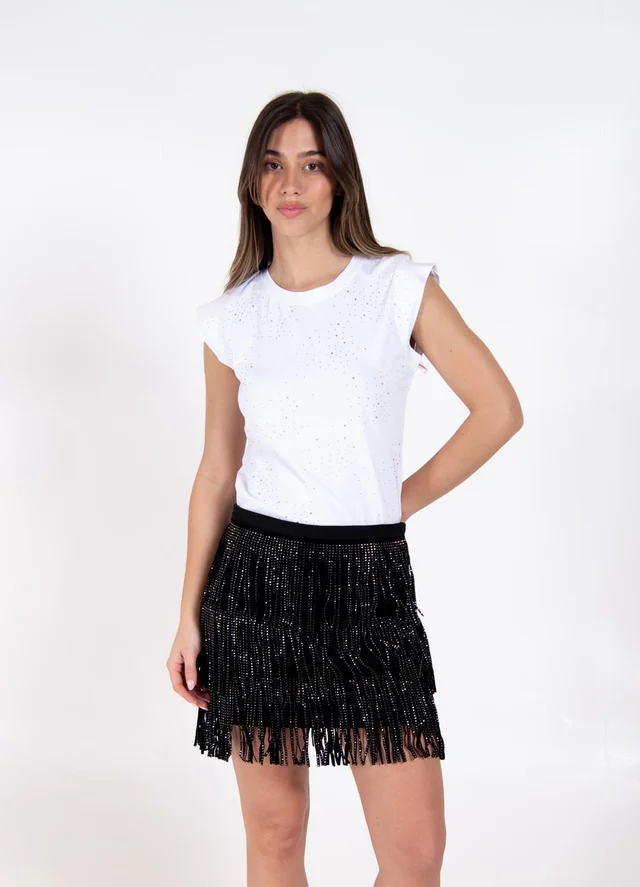 Remera full strass media manga 