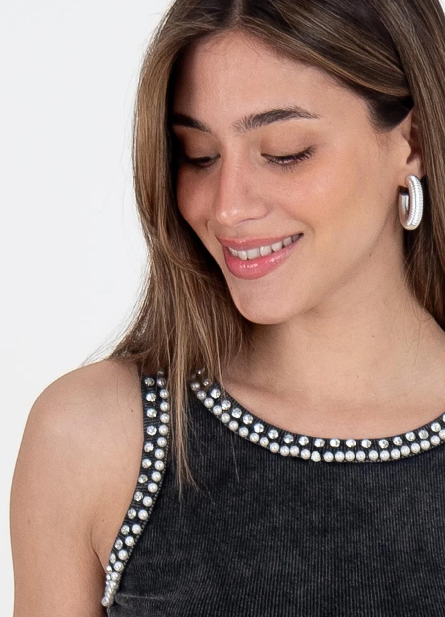Musculosa morley prelavada con strass