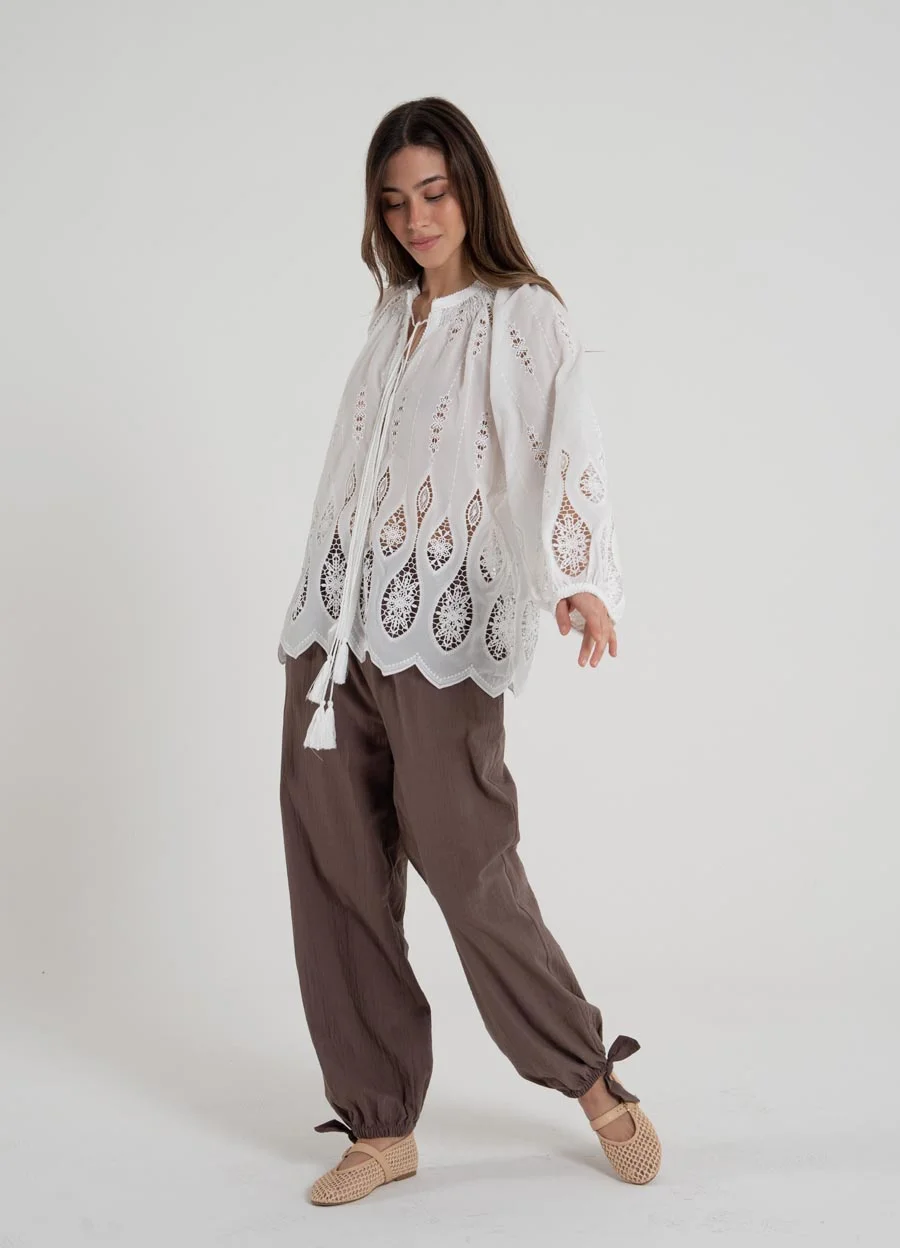 Blusa calada manga bombe 