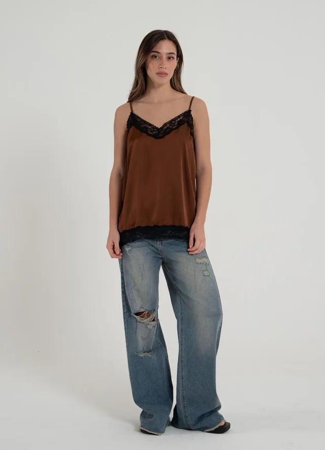 Musculosa lencera doble puntilla