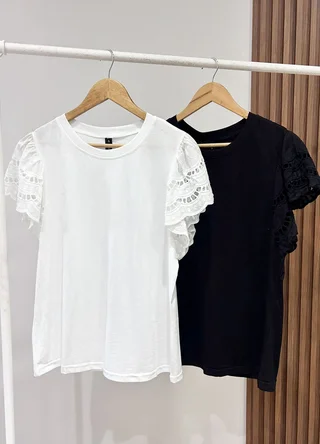 Remera con broderie en manga  - Vista 6