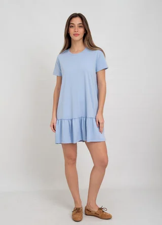 Vestido corto con volado jersey spandex  - Vista 1